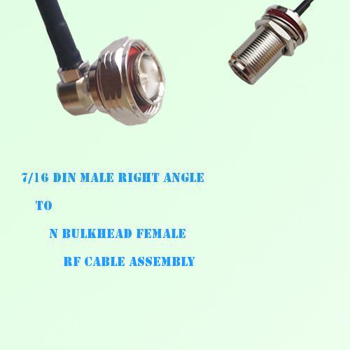 7/16 DIN Male Right Angle to N Bulkhead Female RF Cable Assembly