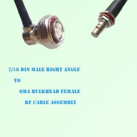 7/16 DIN Male Right Angle to QMA Bulkhead Female RF Cable Assembly