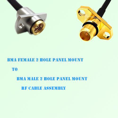 BMA Female 2 Hole Panel Mount to BMA Male 2 Hole Panel Mount RF Cable