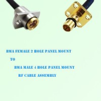 BMA Female 2 Hole Panel Mount to BMA Male 4 Hole Panel Mount RF Cable