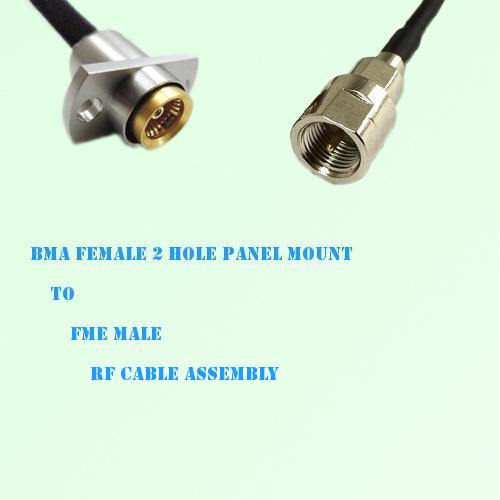 BMA Female 2 Hole Panel Mount to FME Male RF Cable Assembly BMA Female 2 Hole Panel Mount to FME Male RF Cable Assembly