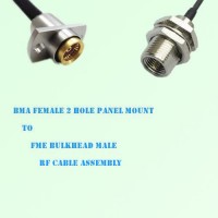BMA Female 2 Hole Panel Mount to FME Bulkhead Male RF Cable Assembly