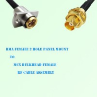BMA Female 2 Hole Panel Mount to MCX Bulkhead Female RF Cable Assembly