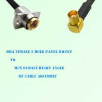 BMA Female 2 Hole Panel Mount to MCX Female R/A RF Cable Assembly