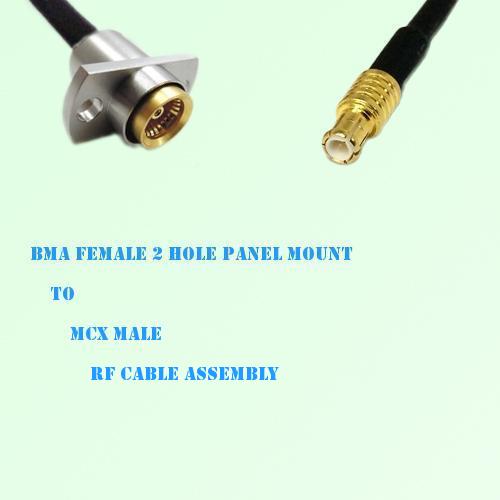 BMA Female 2 Hole Panel Mount to MCX Male RF Cable Assembly