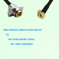BMA Female 2 Hole Panel Mount to MCX Male R/A RF Cable Assembly