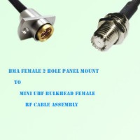 BMA Female 2 Hole Panel Mount to Mini UHF Bulkhead Female RF Cable