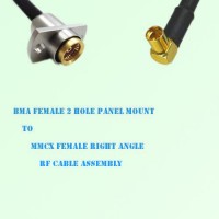 BMA Female 2 Hole Panel Mount to MMCX Female R/A RF Cable Assembly
