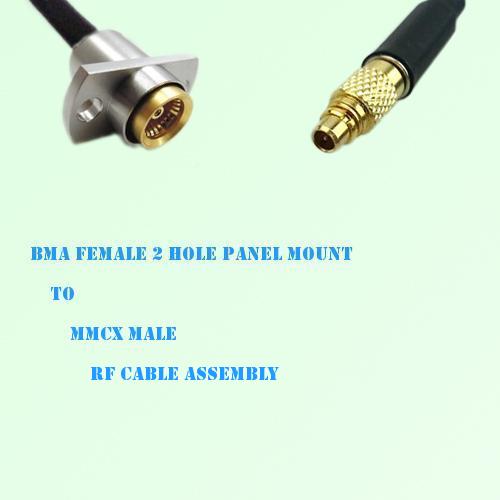 BMA Female 2 Hole Panel Mount to MMCX Male RF Cable Assembly