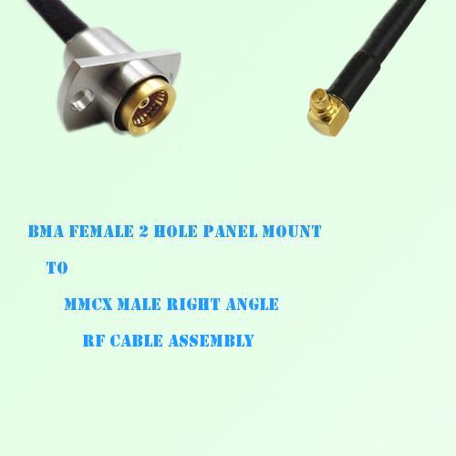 BMA Female 2 Hole Panel Mount to MMCX Male R/A RF Cable Assembly BMA Female 2 Hole Panel Mount to MMCX Male R/A RF Cable Assembly