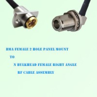 BMA Female 2 Hole Panel Mount to N Bulkhead Female R/A RF Cable