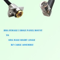 BMA Female 2 Hole Panel Mount to QMA Male R/A RF Cable Assembly