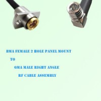 BMA Female 2 Hole Panel Mount to QMA Male R/A RF Cable Assembly BMA Female 2 Hole Panel Mount to QMA Male R/A RF Cable Assembly