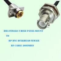 BMA Female 2 Hole Panel Mount to RP BNC Bulkhead Female RF Cable