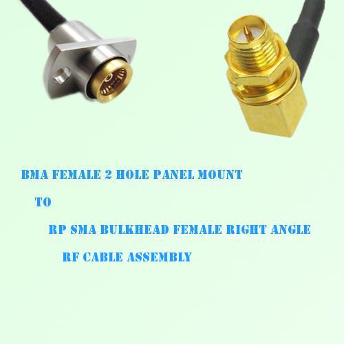 BMA Female 2 Hole Panel Mount to RP SMA Bulkhead Female R/A RF Cable