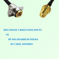 BMA Female 2 Hole Panel Mount to RP SMA Bulkhead Female RF Cable