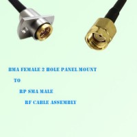 BMA Female 2 Hole Panel Mount to RP SMA Male RF Cable Assembly