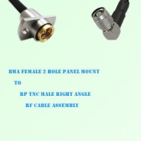BMA Female 2 Hole Panel Mount to RP TNC Male R/A RF Cable Assembly