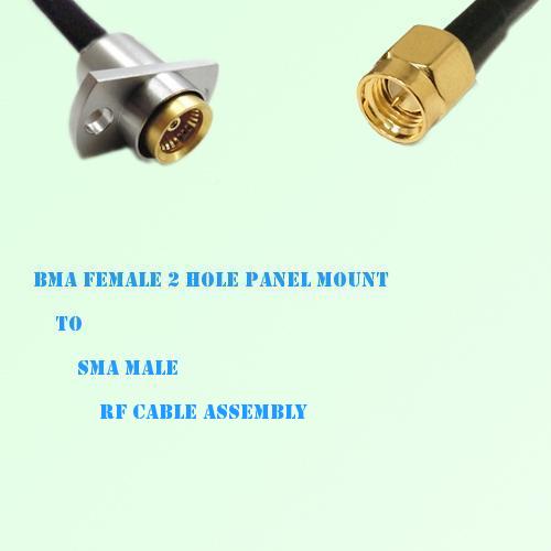BMA Female 2 Hole Panel Mount to SMA Male RF Cable Assembly BMA Female 2 Hole Panel Mount to SMA Male RF Cable Assembly
