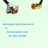 BMA Female 2 Hole Panel Mount to SMA Male R/A RF Cable Assembly