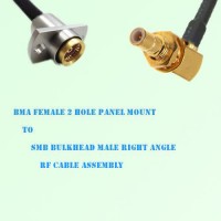 BMA Female 2 Hole Panel Mount to SMB Bulkhead Male R/A RF Cable