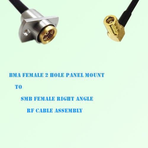 BMA Female 2 Hole Panel Mount to SMB Female R/A RF Cable Assembly