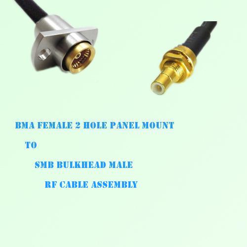 BMA Female 2 Hole Panel Mount to SMB Bulkhead Male RF Cable Assembly