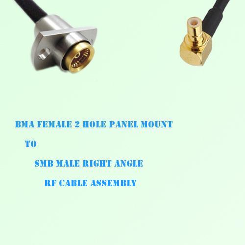 BMA Female 2 Hole Panel Mount to SMB Male R/A RF Cable Assembly BMA Female 2 Hole Panel Mount to SMB Male R/A RF Cable Assembly