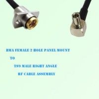 BMA Female 2 Hole Panel Mount to TS9 Male R/A RF Cable Assembly