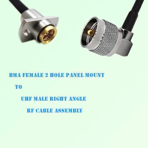 BMA Female 2 Hole Panel Mount to UHF Male R/A RF Cable Assembly BMA Female 2 Hole Panel Mount to UHF Male R/A RF Cable Assembly