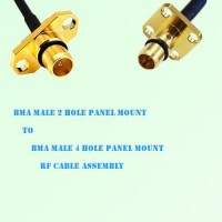 BMA Male 2 Hole Panel Mount to BMA Male 4 Hole Panel Mount RF Cable