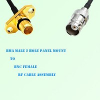 BMA Male 2 Hole Panel Mount to BNC Female RF Cable Assembly