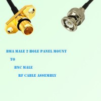 BMA Male 2 Hole Panel Mount to BNC Male RF Cable Assembly