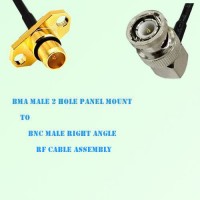 BMA Male 2 Hole Panel Mount to BNC Male Right Angle RF Cable Assembly