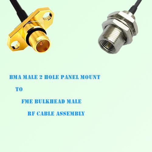 BMA Male 2 Hole Panel Mount to FME Bulkhead Male RF Cable Assembly