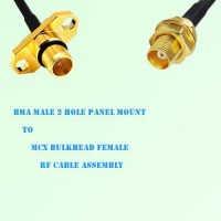 BMA Male 2 Hole Panel Mount to MCX Bulkhead Female RF Cable Assembly