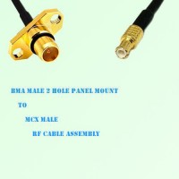 BMA Male 2 Hole Panel Mount to MCX Male RF Cable Assembly