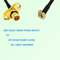BMA Male 2 Hole Panel Mount to MCX Male Right Angle RF Cable Assembly