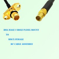 BMA Male 2 Hole Panel Mount to MMCX Female RF Cable Assembly