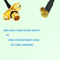 BMA Male 2 Hole Panel Mount to MMCX Female R/A RF Cable Assembly