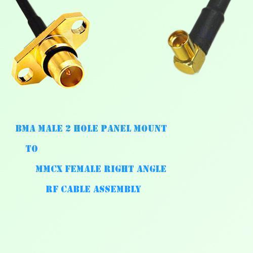 BMA Male 2 Hole Panel Mount to MMCX Female R/A RF Cable Assembly BMA Male 2 Hole Panel Mount to MMCX Female R/A RF Cable Assembly