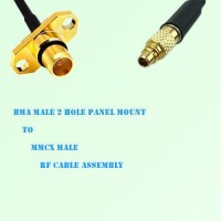 BMA Male 2 Hole Panel Mount to MMCX Male RF Cable Assembly