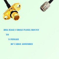 BMA Male 2 Hole Panel Mount to N Female RF Cable Assembly