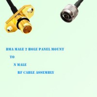 BMA Male 2 Hole Panel Mount to N Male RF Cable Assembly