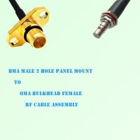 BMA Male 2 Hole Panel Mount to QMA Bulkhead Female RF Cable Assembly