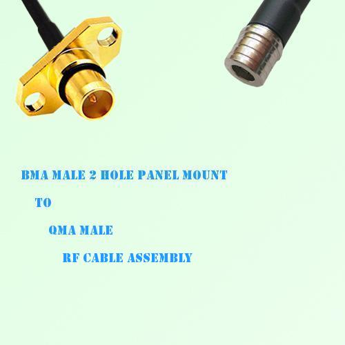 BMA Male 2 Hole Panel Mount to QMA Male RF Cable Assembly
