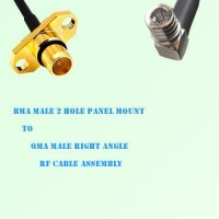 BMA Male 2 Hole Panel Mount to QMA Male Right Angle RF Cable Assembly