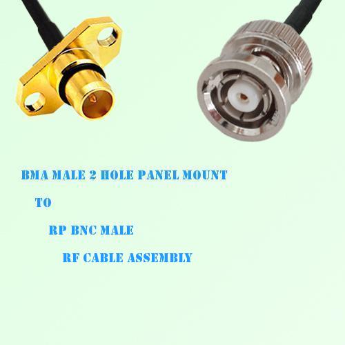 BMA Male 2 Hole Panel Mount to RP BNC Male RF Cable Assembly