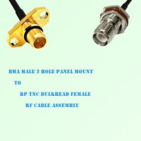 BMA Male 2 Hole Panel Mount to RP TNC Bulkhead Female RF Cable