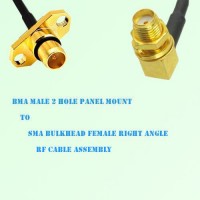 BMA Male 2 Hole Panel Mount to SMA Bulkhead Female R/A RF Cable